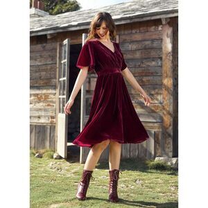ModCloth - Moves Like A Dance Midi Dress (Final Sale) Red Velvet S